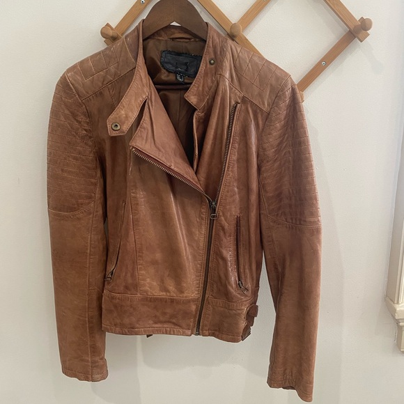 Tan real sheep leather vintage jacket - Picture 3 of 9